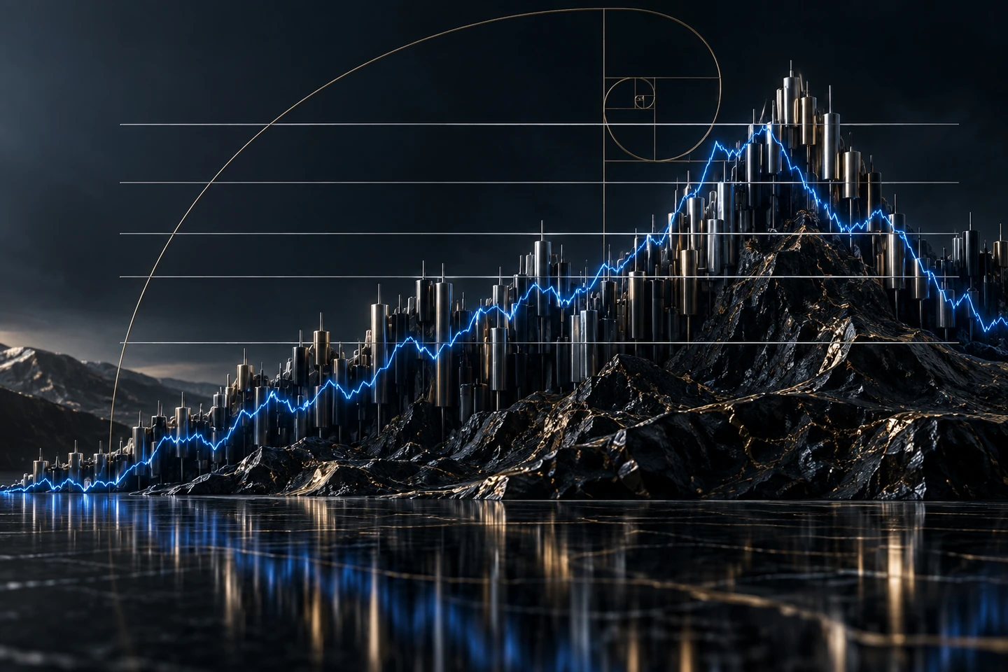 Fibonacci geometry measured against a changing market path