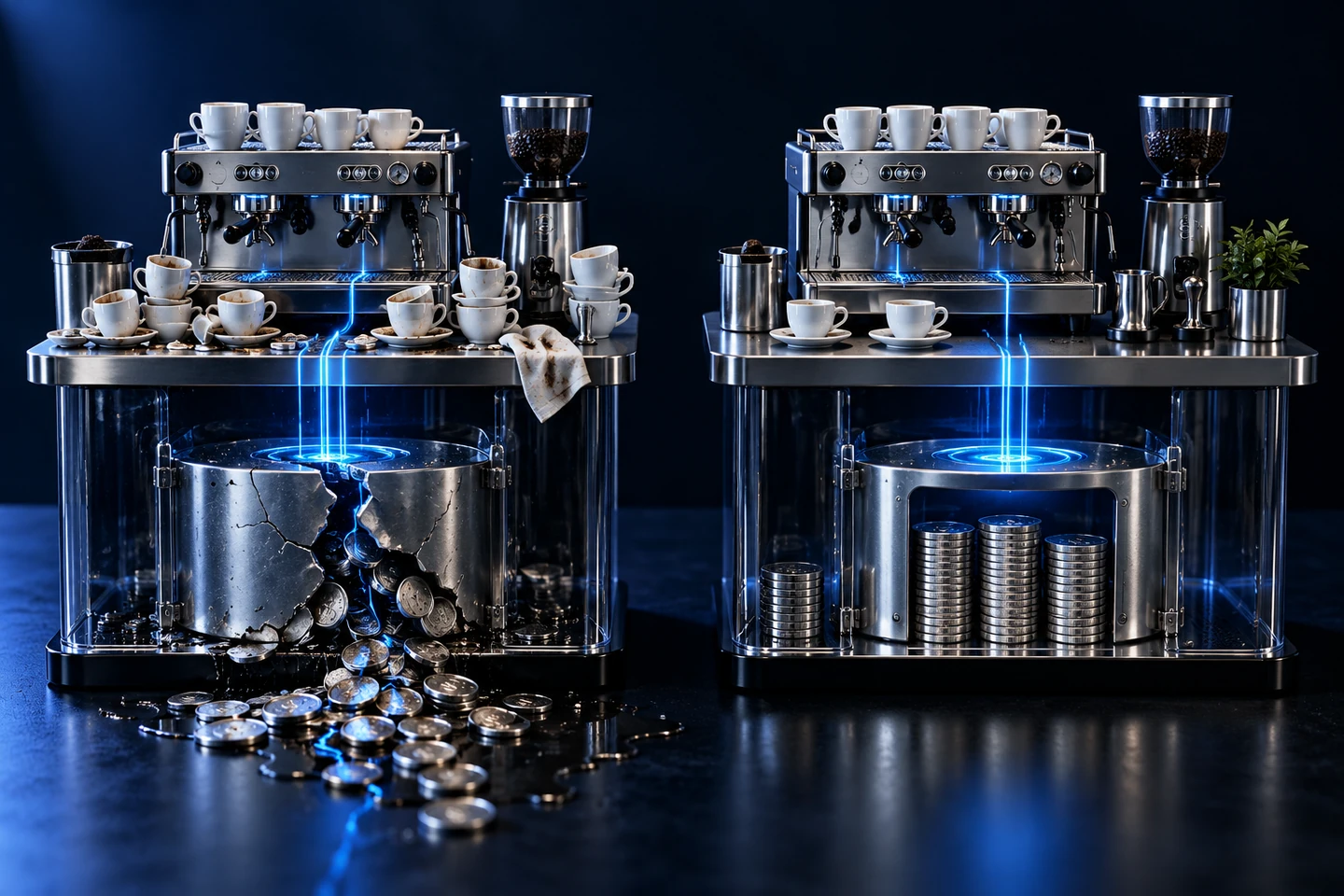 Two silver coffee shops illustrate different profits despite similar products